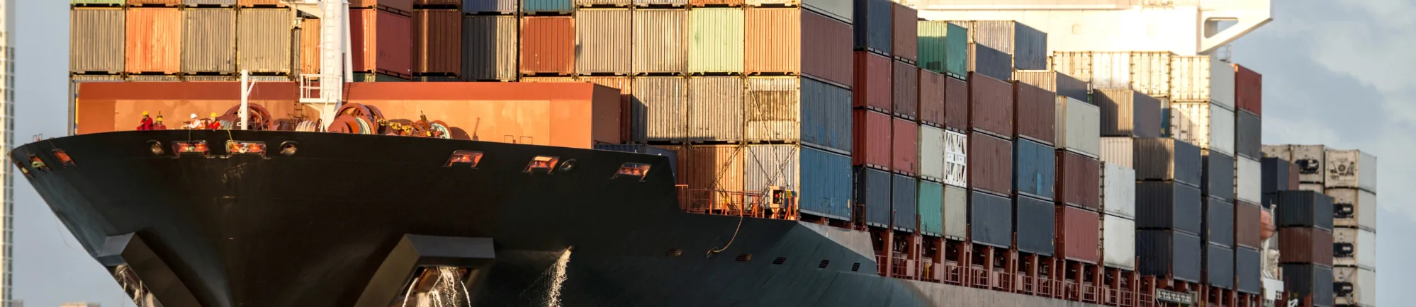 a ship full of containers representing a successful commercial activity